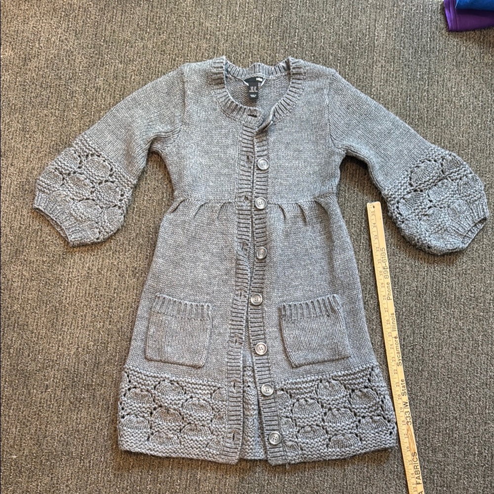 H&M crochet cardigan sweater grey xs